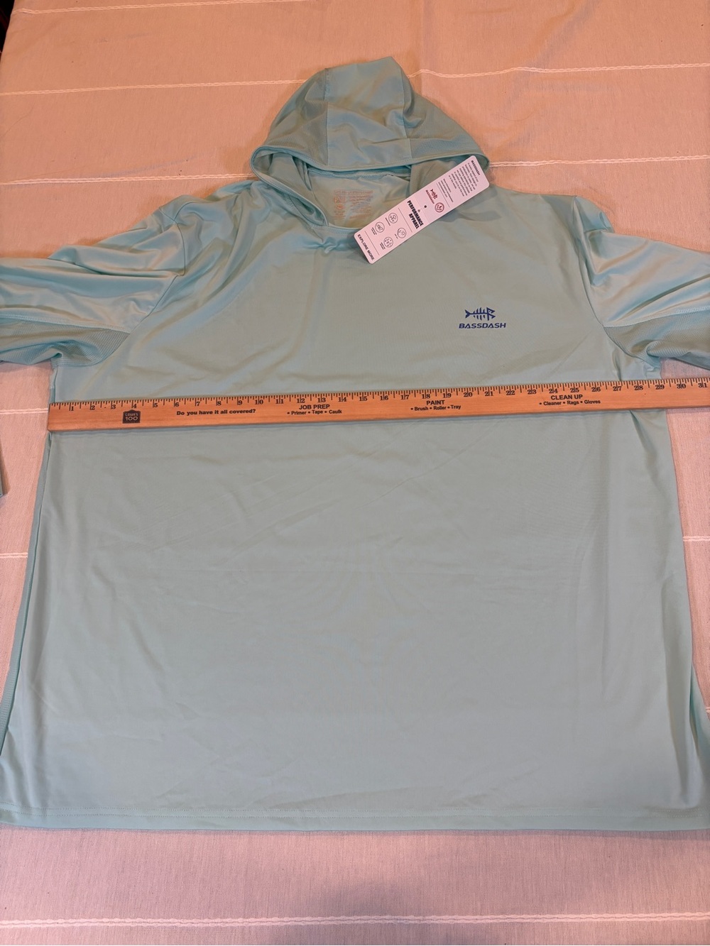 NWT Bassdash UPF 50+ Performance Fishing Hoodie Sun Shirt Aqua Blue 4XL - Picture 5 of 9